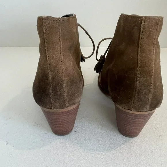 Crevo Sumerset Lace Up Suede Heeled Ankle Boot Camel Brown Women's Size 7.5 EUC - Picture 5 of 9